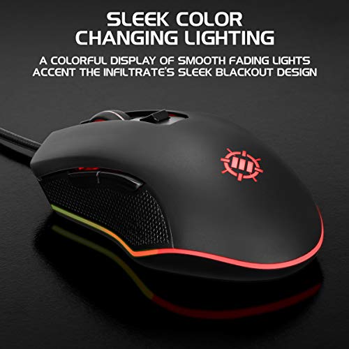 Souris de jeu à 4 niveaux de DPI réglables et rétroéclairage multicolore