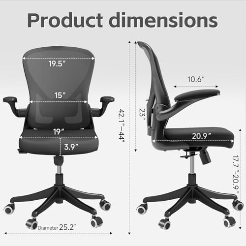 Image of Ergonomic Office Desk Chair High Back Mesh Computer Chair | 360 Swivel Adjustable Lumbar Support & Flip-Up Armrests capacity 300 lbs capacity