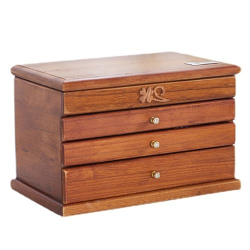Uanqfegy Joyero de Madera - Joyero de Madera Vintage para Mujer, con Espejo Incorporado y cajones Multicapa, marrón