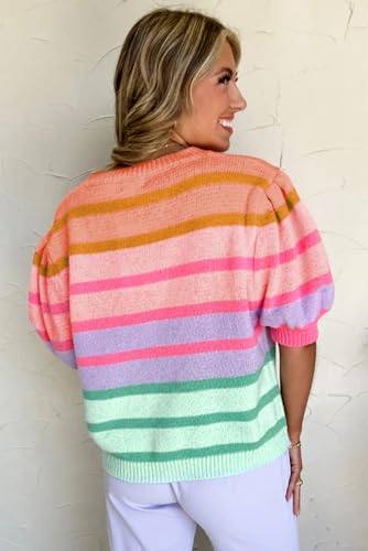 Elegant and Fashionable Short Sleeve Sweater - Rose Red Color2