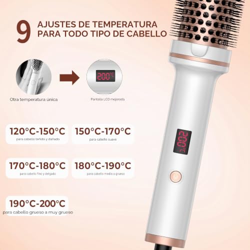 Cepillo termico 3 en 1 con pantalla LCD para moldear y alisar el pelo 2
