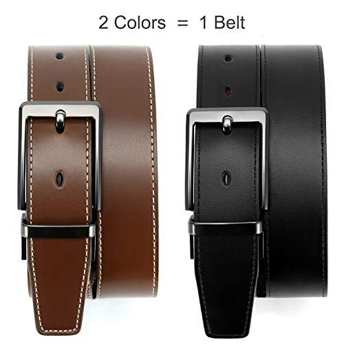 Chaoren Reversible Belt For Men - Mens Belt Leather 1 3/8" Cognac For Formal Pants - Adjustable Belt Trim To Fit #TOP5