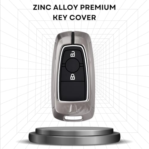 Image of KEYCEPT Metal Alloy Key Cover Compatible for Fo-rd Ecosport, Endeavour, Figo, Freestyle, Aspire 2 Button Smart Key with Keychain (Short Keychain).