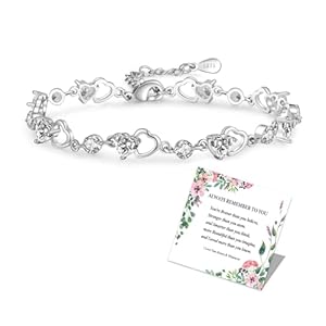 MOROTOLE Silver Bracelets for Women, Trendy 925 Sterling Silver Bracelet for Women with Love Heart Shiny Cubic Zirconia Djustable Hypoallergenic Women Bracelets Birthday Jewellery Gift for Women