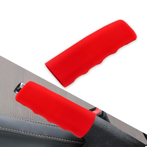 Flygun 1 PC Car Anti-skid Handbrake Protector 4.8 Long Comfortable Breathable Silicone Decoration Wavy Ergonomic Design Emergency Brake Parking Cover Uniersal Car Interior Accessories (Red)