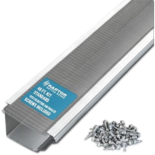 RAPTOR GUTTER GUARD – 48 FT. (Nominal) Contractor Grade Stainless Steel Micro-Mesh Gutter Guard Kit with Screws Included. Fits 5 in. Gutters and Smaller. DIY-Friendly. (5.625 in. x 47.625 in.)