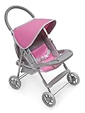 Badger Basket Deluxe Glide Folding Single Doll Stroller for 18-Inch Dolls in Gray and Pink – Ideal for Playtime Adventures