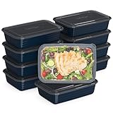 Bentgo Prep - 20-Piece 1-Compartment Reusable Meal Prep Containers with Lids, PFAS & BPA Free Materials, Durable, Microwave, Freezer, & Dishwasher Safe To Go Food Storage (Navy Blue)