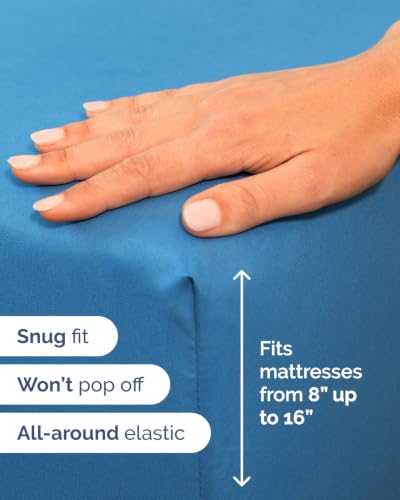 Image of Flex Top Split Head King 6 Piece Sheet Set - Soft & Cooling - Denim Blue | Ultra Soft Hotel Luxury Bedding Set w / 8-16 Inch Deep Pockets, 1 Flat & 1 Split-Head Fitted Sheet & 4 Pillowcases, Fade Free