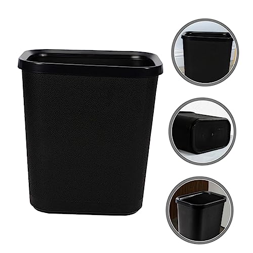 Caneca de basura rectangular Slim sin tapa de plástico negro miniatura 3