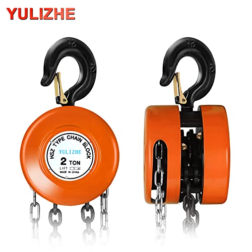 Hand Chain Hoist 2 Ton (4400Lbs)- Manual Steel Chain Block Hoist with 10ft Lifting Height and Industrial Grade Steel Construction, Ideal for Construction, Garages, Warehouses, and Automotive Machinery