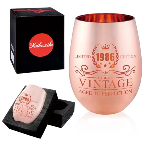 xilaxila 40th Birthday Gifts for Women - Vintage 1986 Wine Glass - 40th Birthday Decorations for Her - Funny Bday Present Ideas by xilaxila - Used condition - Image 5