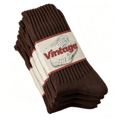 Image of DAUCO 4 Pairs 98% Cotton Socks for Men Women Crew Seamless Fall Slouchy Socks