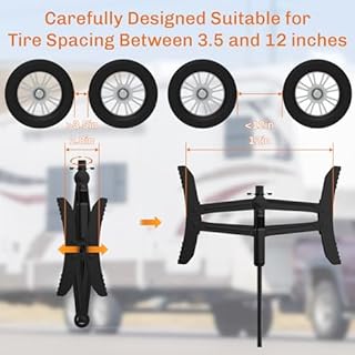 WELLUCK Camper Wheel Chock Stabilizer 2 Sets for RV Travel Trailer Heavy Duty X-Shaped RV Chocks Anti-Move Tire Wheel Chock, Fits 3.5" to 12" Wheel Gaps