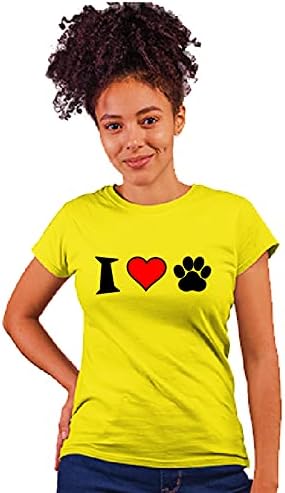 Desi Don T-Shirt I Love Dog- Yellow-L