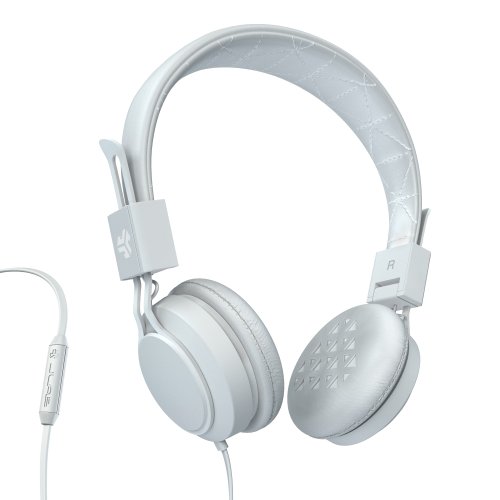 JLab Audio Intro Premium On-Ear Headphones, with Universal Mic (White)