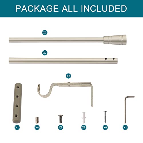 Turquoize 2 Pack Window Curtain Rods For Windows 30 To 48 Inches Adjustable 3/4 Inch Diameter Single Window Curtain Rod Set With Classic Cap Finial Set Of 2 (Nickel, 30-48) #TOP5