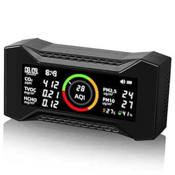 8-in-1 Indoor Air Quality Monitor CF-20 Portable CO2, PM2.5, PM10, VOC, Formaldehyde, Humidity, Temperature