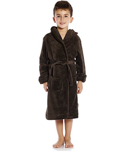 Leveret Kids Fleece Sleep Robe Coffee Size 12 Years