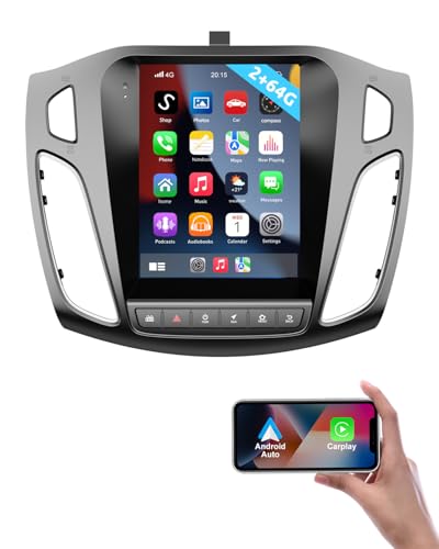 ESSGOO 2+64G Wireless Carplay und Android Auto Autoradio Für Ford Focus Mk3 2012-2018, 9,7 Zoll 1080P Touchscreen Auto Radio mit Bluetooth FM RDS GPS USB WiFi