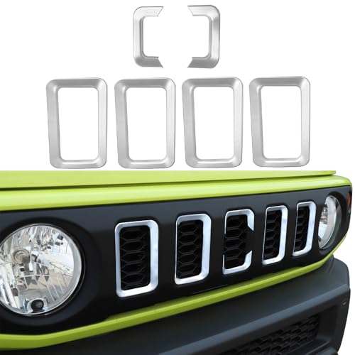 JUNLELI Car Front Grill Insert Grille Cover Trim Decoration for Suzuki Jimny 2019 2020 2021 2022 2023 JB74 JB64 JB43 Exterior Accessories Silver 6PCS