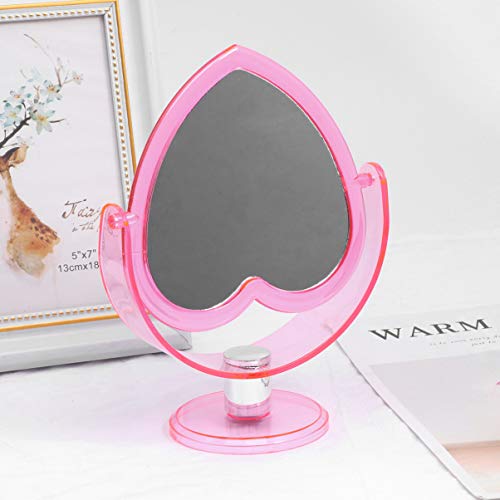 Beaupretty Travel Makeup Mirror Bedroom Tabletop Mirror Love Heart Shaped Cosmetic Mirror Two Sided Makeup Mirror With Base Desktop Ornament For Women Ladies Vintage Decor #TOP7