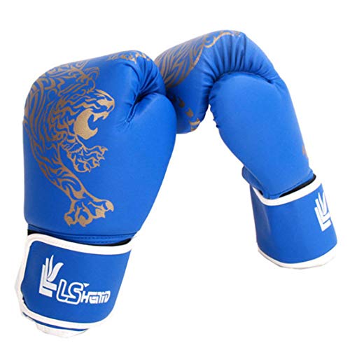Gants de boxe 8oz bleus pour entraînement de muay-thaï et sparring de taekwondo