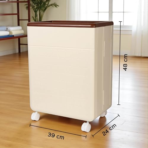 Image of Homestrap Heavy-Duty Rolling Basket | Foldable Storage Basket with Wheels | Large Plastic Laundry Bin with Handles | Multipurpose Storage Organizer for Toys, Clothes, Sports, Yoga mats & More