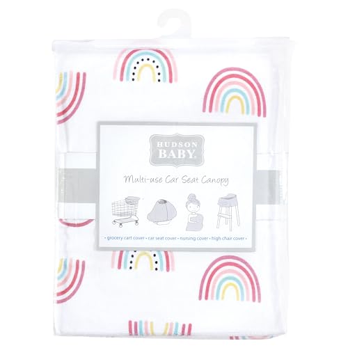 Image of Hudson Baby Unisex Baby Multi-use Car Seat Canopy, Modern Rainbow, One Size