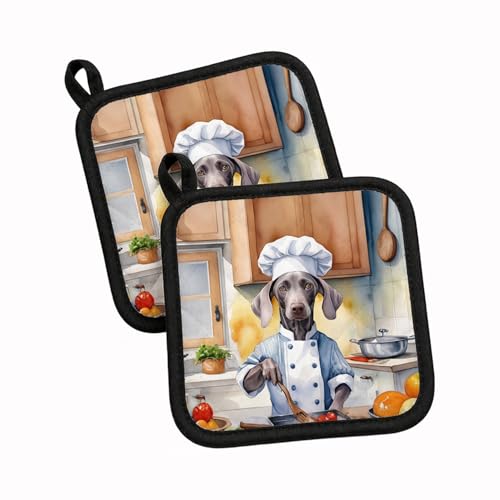 Caroline's Treasures Weimaraner Set of 2 Kitchen Pot Holders