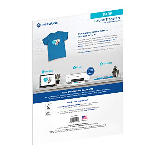 Printworks Dark T-Shirt Transfers, Perfect For Diy Christmas Presents And Crafts, For Use On Dark And White/Light Fabrics, Photo Quality, For Inkjet Printers, 5 Sheets, 8 ½” X 11” (00529) #TOP1