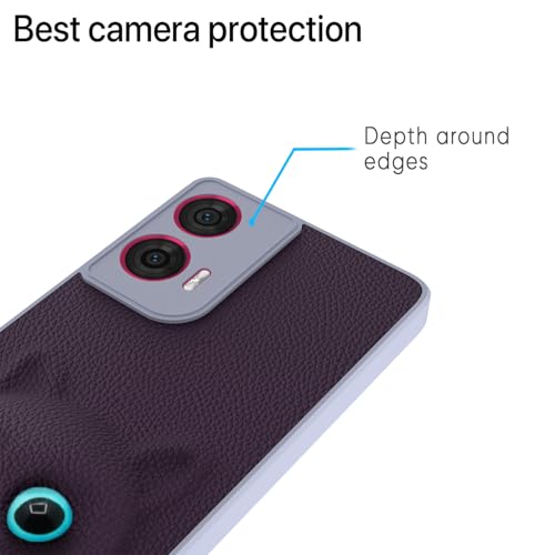Image of Pikkme Back Cover for Girls | Cute Cat Leather Finish | Soft TPU | Bumper Case for Motorola Moto Edge 50 Fusion 5G / Motorola Moto G96 5G (Purple)