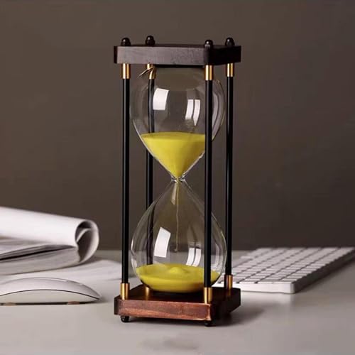 Temporizadores De Arena con Reloj De Arena Temporizador De Reloj De Arena con Reloj De Arena Temporizador De Arena con Reloj De Arena De 60 Minutos Reloj De Arena Decorativo, Yellow (60 Minutes)