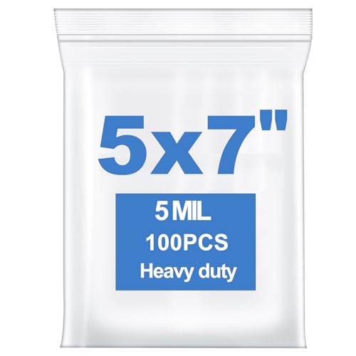 100PCS 5"x7" 5 Mil Thick Clear Zip Seal Lock Plastic Reclosable Poly Bag