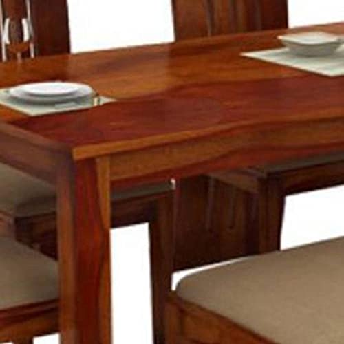 Image of SHRI MINTU'S ART Sheesham Wood Dining Table 6 Seater | Six Seater Dinning Table with 4 Chairs & 1 Bench for Home | Dining Room Sets for Kitchen & Restaurants | Chairs with Cushion | Rustic Teak Finish