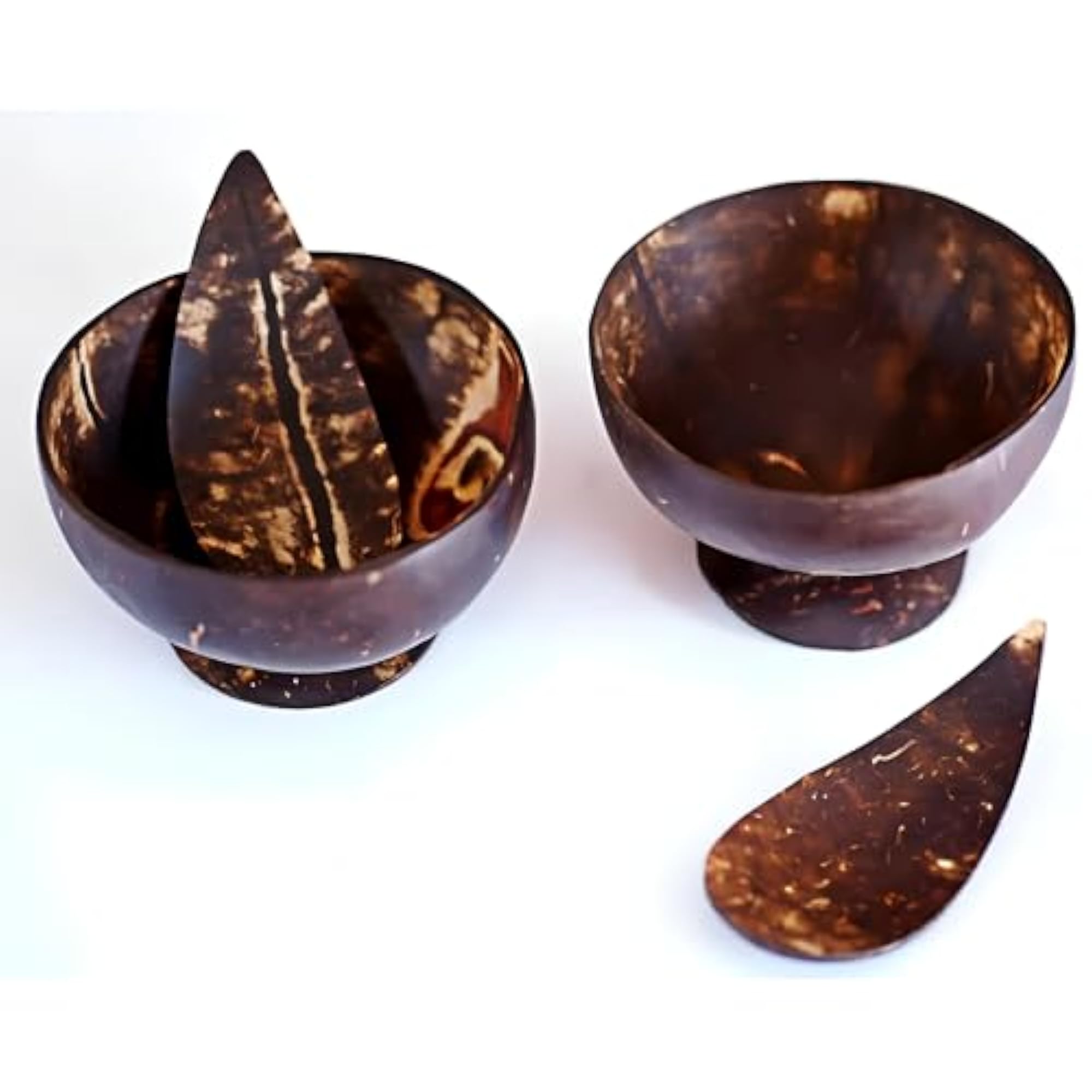 Durable Heavy-Duty Coconut Shell Bowl with Base, Glossy Finish