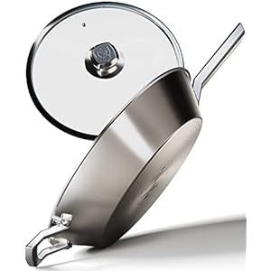 Dalstrong Frying Pan Skillet – 12 inch – The Oberon Series – 3-Ply Aluminum Core Cooking Pan – Premium Silver Kitchen Cookware – Omelet, Beef, Egg Pan – w/Lid & Pot Protector