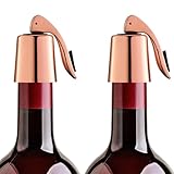 2 tapones para botellas de vino de acero inoxidable con muelle mejorado, reforzados y reutilizables, mantienen el vino fresco, idea de regalo para los amantes del vino (oro rosa)