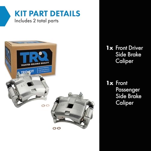 Image of TRQ Front Brake Caliper Set Zinc Coated Brackets Hardware Compatible with 2000-2006 Nissan Sentra