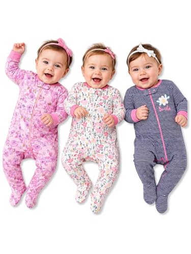 Image of TuddyBuddy Baby Girl's Cotton Printed Full Sleeves Sleepsuit /Footed Rompers for Baby Girl