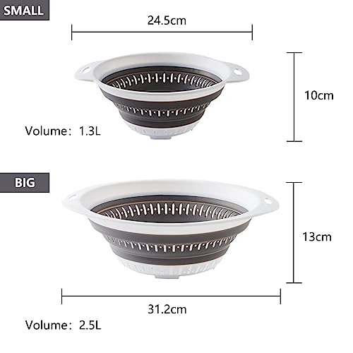 Collapsible Colander and Strainer,Silicone Strainer Colanders & Food Strainers,for Vegetable and Fruit, Kitchen Essentials (2, Blue, 1.3L+2.5L) - Thumbnail 6