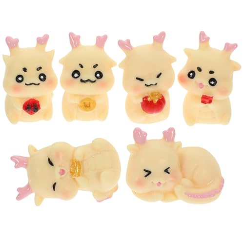 OSALADI 6stücke Teiliges Kleiner Drachenfiguren aus Kunstharz Mini-drachenfiguren für Schreibtischdeko Drachenfigur für Garten und Auto Drachendeko für Miniaturhäuser