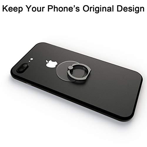 Attom Tech Transparent Phone Ring Holder Grip Tomorotec 360 Degree Free Rotation, Clear Cell Phone Finger Ring Kick-Stand Compatible With Iphone 14 13 12 X Plus, Galaxy S23 S22 Edge (Black) #TOP1