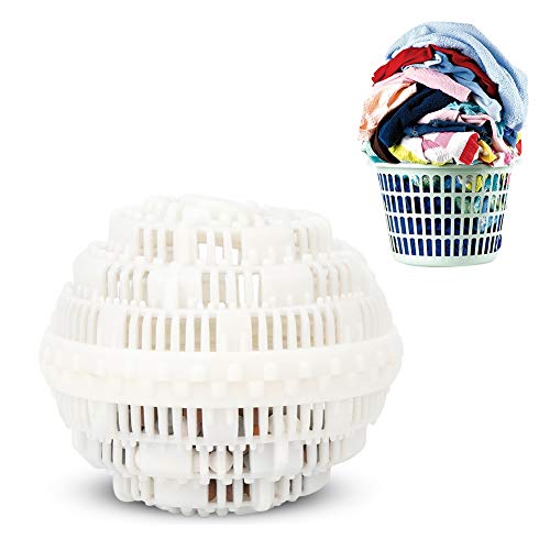 SIXRUN Bola de Lavandería Bola de Limpieza Mágica para Lavadora Quitamanchas No Tóxica Segura para Uso Doméstico Cerámica TPR Blanca 8.3 Oz (WHITE)