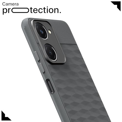 Image of Pikkme Back Cover for iQOO Z9 Lite 5G / Vivo T3 Lite 5G / Vivo Y18 / Y18e / Y03 Camera Protection 3D Hexa Cube Design Silicone Protective Bumper Case (Grey)