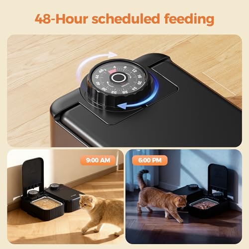 Futterspender Katze Nassfutter Automat für Katzen: Katzenfutter Automat - 700ML Katzen Futterautomaten mit 48 Stunden Timer - Automatischer Futterstation Katze und Hunde mit Edelstahl Schüssel – Produktbild 4