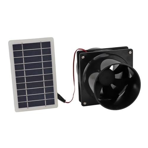 Haofy 10 W 12 V Solarbetriebener Abluftventilator, Solar-Entlüftungsventilator, ABS-Solarpanel-Ventilator-Set für Runde Rohre für Haustierhaus, Hühnerstall, Wohnmobil, Gewächshaus