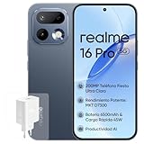 realme 16 Pro 5G Smartphone, 8+256GB, Cámara 200MP OIS, Batería 6500mAh, Pantalla Plana 6,78" 144Hz, Carga Rápida 45W, Funciones IA, IP69, Dual SIM, Gris (con Adaptador)