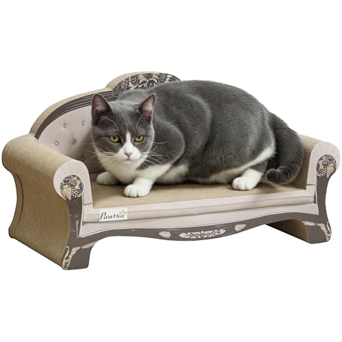PawHut Katzenkratzbrett 2in1 aus Karton Lounge mit Katzenminze, Braun