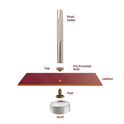 Ymaiss 60 Sets Leather Rivets Double Cap Rivets With Fixing Tool Kit For Leather Craft Repairing Decoration, 2 Color 1 Size,Tubular #TOP2